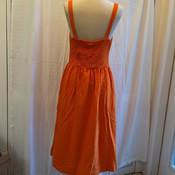 Orange, Fe Noel for Target, Dress. Size Large. Midi. Linen/Rayon Side Pockets - Picture 3 of 12